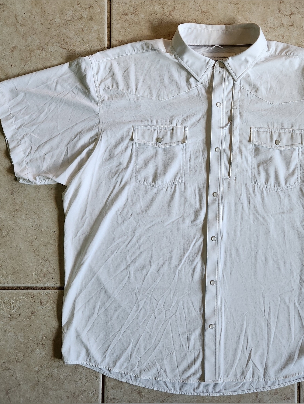 PONCHO Outdoors White Western Pearl Snap Short Sleeve Shirt XXL Regular Fit